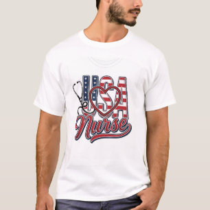 Patriottische Verpleegster USA Hart Stethoscoop Sh T-shirt