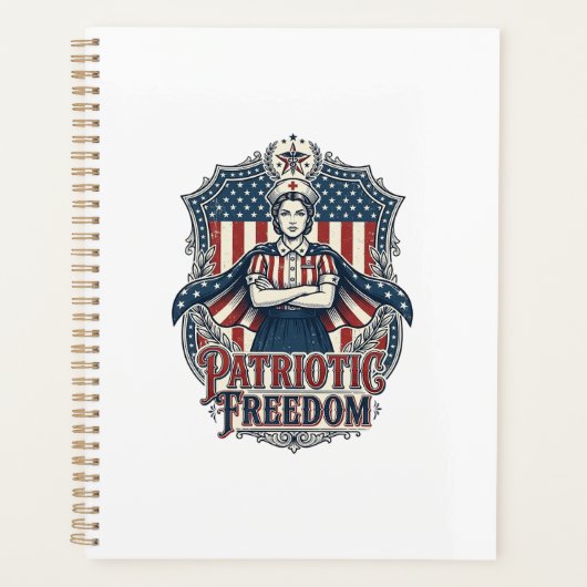 Patriottische Verpleegster Vector Grafische T-shir Planner (Voorkant)