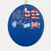 Patriottische verpleegster Vierde juli VS Keramisch Ornament (Links)