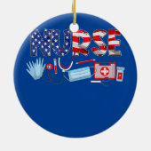 Patriottische verpleegster Vierde juli VS Keramisch Ornament (Achterkant)