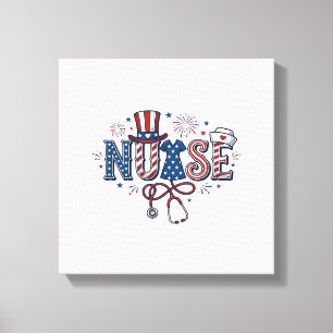 Patriottische Verpleegster Vintage Gravure Vector  Canvas Afdruk