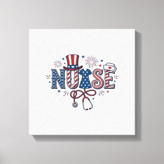 Patriottische Verpleegster Vintage Gravure Vector  Canvas Afdruk (Voorkant)