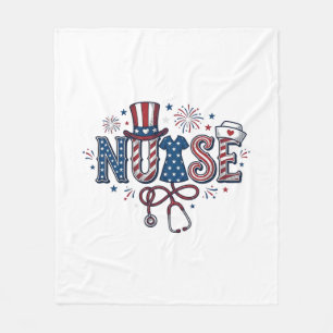 Patriottische Verpleegster Vintage Gravure Vector  Fleece Deken