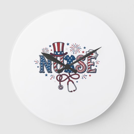 Patriottische Verpleegster Vintage Gravure Vector Grote Klok (Voorkant)