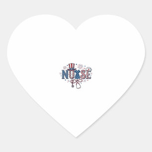 Patriottische Verpleegster Vintage Gravure Vector  Hart Sticker