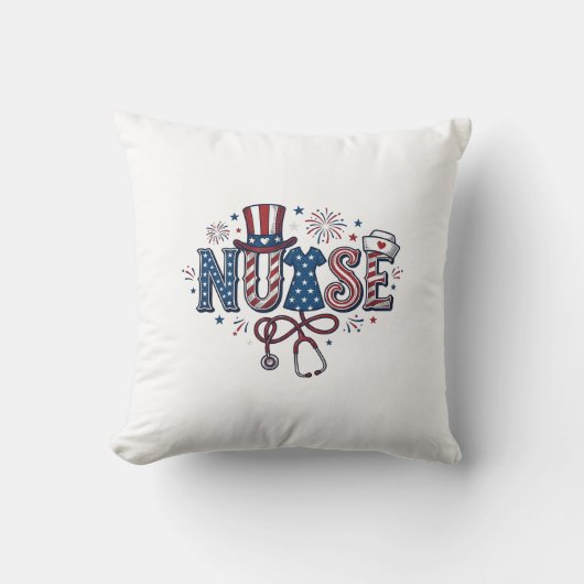 Patriottische Verpleegster Vintage Gravure Vector Kussen (Voorkant)