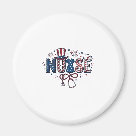 Patriottische Verpleegster Vintage Gravure Vector Magneet (Voorkant)