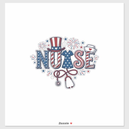 Patriottische Verpleegster Vintage Gravure Vector Sticker (Vel)
