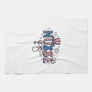 Patriottische Verpleegster Vintage Gravure Vector Theedoek
