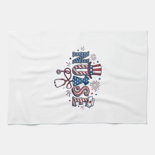 Patriottische Verpleegster Vintage Gravure Vector Theedoek (Horizontaal)