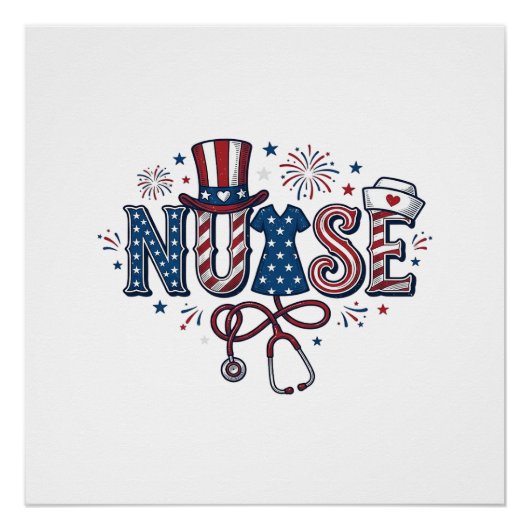Patriottische Verpleegster Vintage Gravure Vectoro Perfect Poster (Voorkant)