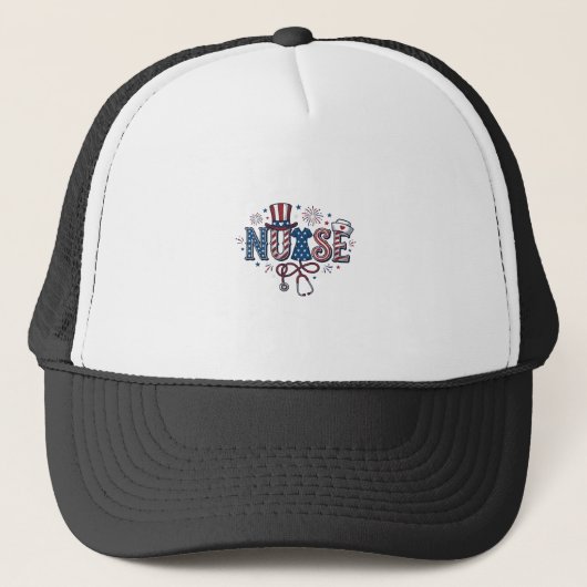 Patriottische Verpleegster Vintage Gravure Vectoro Trucker Pet (Voorkant)