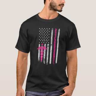 Patriottische verpleegster Vlag Afstuderende Schoo T-shirt