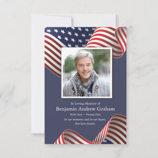 Patriottische Veteraan Foto Begrafenis Dank u kaar Kaart (Voorkant)