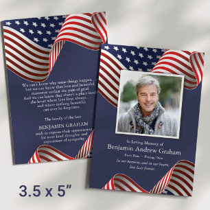 Patriottische Veteraan Foto Begrafenis Dank u kaar Kaart