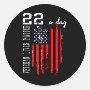 Patriottische veteraan leeft P.T.S.D 22 Day Suicid Ronde Sticker