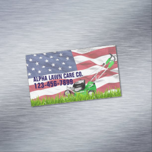 Patriottische Veteran Yard Landscaping Grass Mowin Magnetisch Visitekaartje