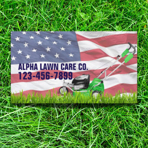 Patriottische Veteran Yard Landscaping Grass Mowin Visitekaartje