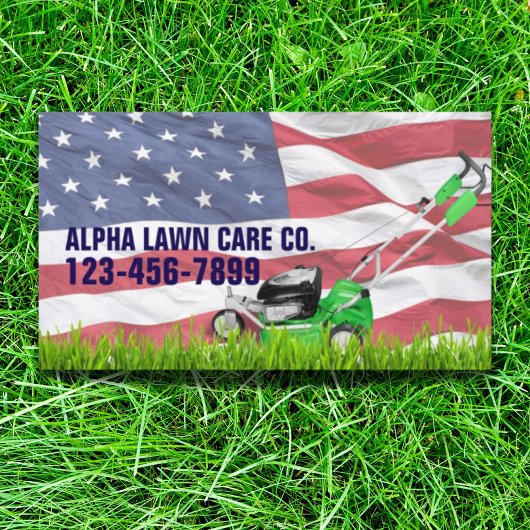 Patriottische Veteran Yard Landscaping Grass Mowin Visitekaartje