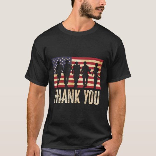 Patriottische veteranen 4 juli dank u Amerikaan T-shirt (Voorkant)