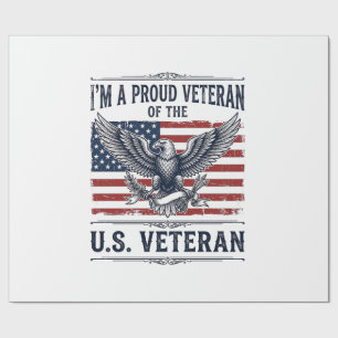 Patriottische Veteranen Adelaar Vintage Gravure Sh Cadeaupapier