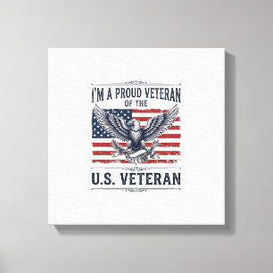 Patriottische Veteranen Adelaar Vintage Gravure Sh Canvas Afdruk