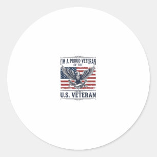 Patriottische Veteranen Adelaar Vintage Gravure Sh Ronde Sticker