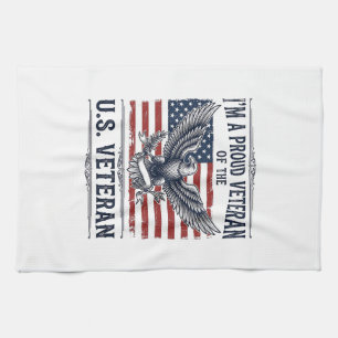 Patriottische Veteranen Adelaar Vintage Gravure Sh Theedoek