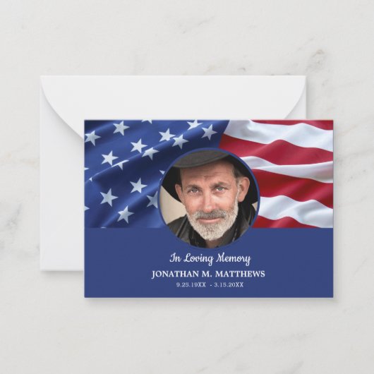 Patriottische Veteranen Vlag Begrafenis Herdenking Notitiekaartje (Voorkant)
