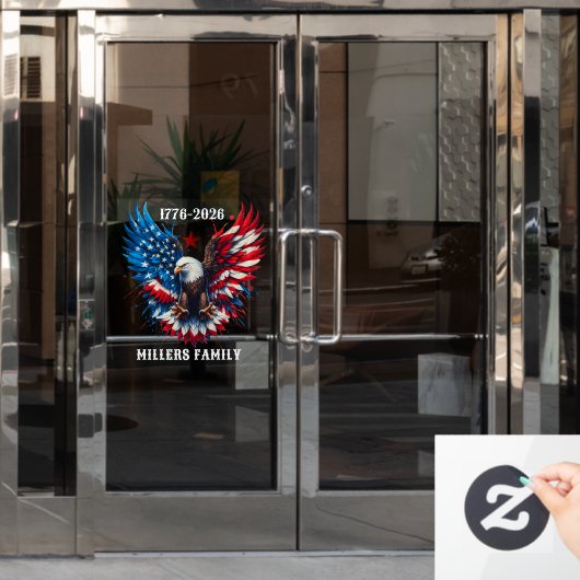 Patriottische Vette Adelaar Aangepaste Tekst Raamsticker (Kantoordeur)
