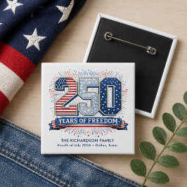 Patriottische Vierde Juli 2026 Familieviering Vierkante Button 5,1 Cm
