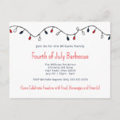 Patriottische Vierde Juli Barbecue String Lights Uitnodiging Briefkaart (Voorkant)