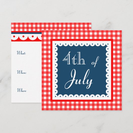 Patriottische vierde juli BBQ picknick uitnodiging (Voorkant / Achterkant)