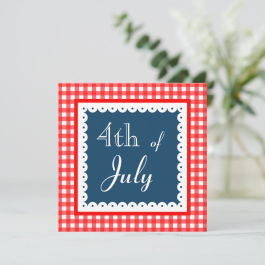 Patriottische vierde juli BBQ picknick uitnodiging (Staand voorkant)