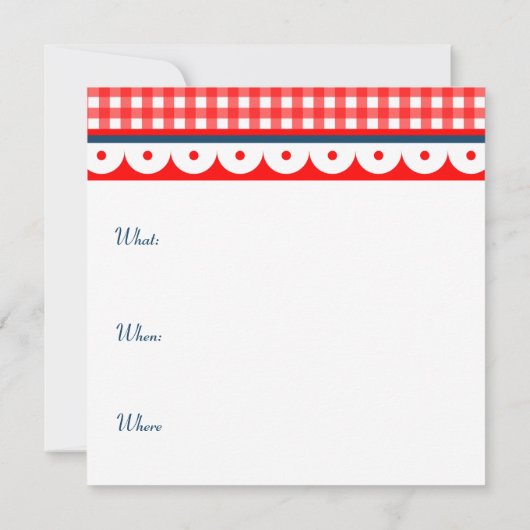 Patriottische vierde juli BBQ picknick uitnodiging (Achterkant)