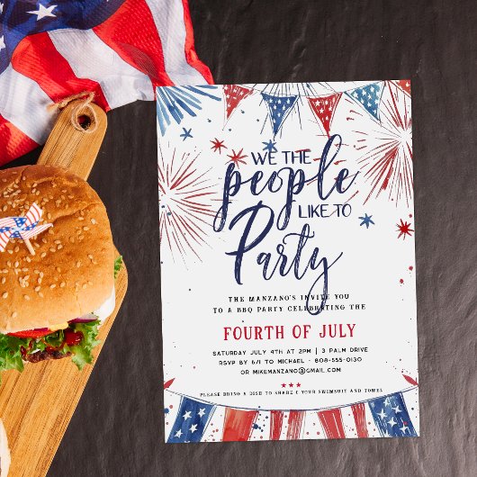 Patriottische Vierde Juli BBQ Pool Party Kaart