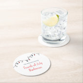 Patriottische Vierde Juli Eenvoudige String Lights Ronde Kartonnen Onderzetter (Insitu)