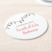 Patriottische Vierde Juli Eenvoudige String Lights Ronde Kartonnen Onderzetter (Gebogen)