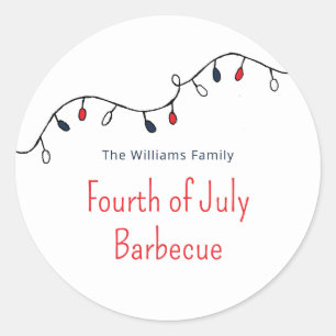 Patriottische Vierde Juli Eenvoudige String Lights Ronde Sticker