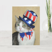 Patriottische vierde van de gestreepte kat van kaart (Voorkant)