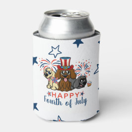 Patriottische Vierde van juli Honden Vuurwerk Leuk Blikjeskoeler