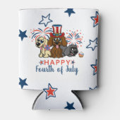 Patriottische Vierde van juli Honden Vuurwerk Leuk Blikjeskoeler (Voorkant)