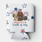 Patriottische Vierde van juli Honden Vuurwerk Leuk Blikjeskoeler (Achterkant)