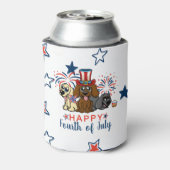 Patriottische Vierde van juli Honden Vuurwerk Leuk Blikjeskoeler (Blikje Achterkant)