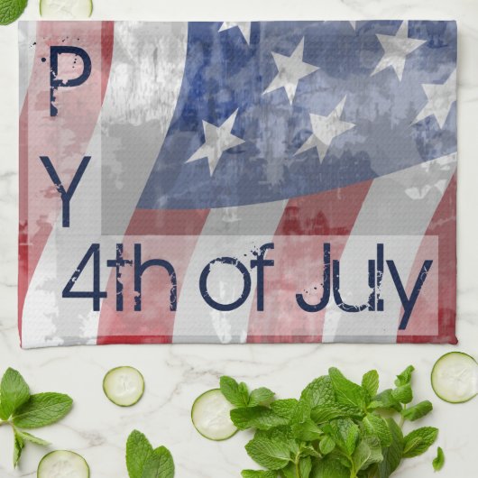 Patriottische Vierde van juli Kitchen Towel Theedoek (Gevouwen)