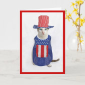 Patriottische vierde van Siamese Kat van Juli Kaart (Gele Bloem)