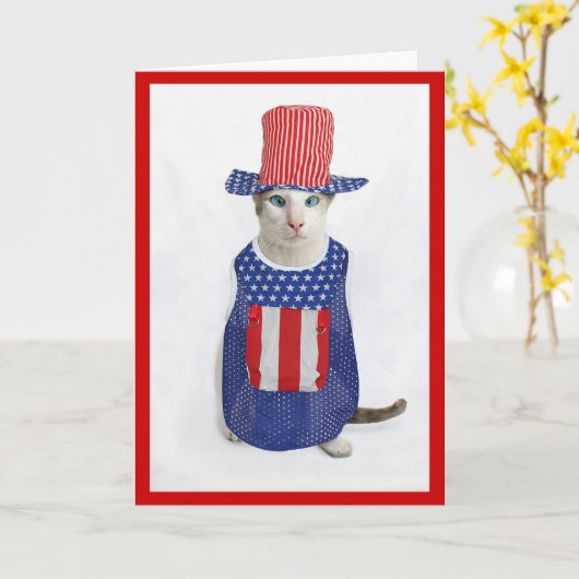 Patriottische vierde van Siamese Kat van Juli Kaart (Gele Bloem)