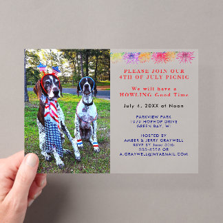 Patriottische viering picknick feestje honden 4 ju acryl uitnodigingen