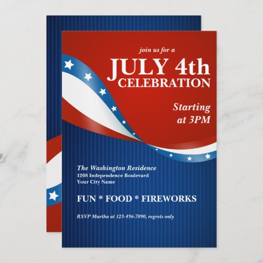 Patriottische viering van de partij van juli kaart (Voorkant / Achterkant)