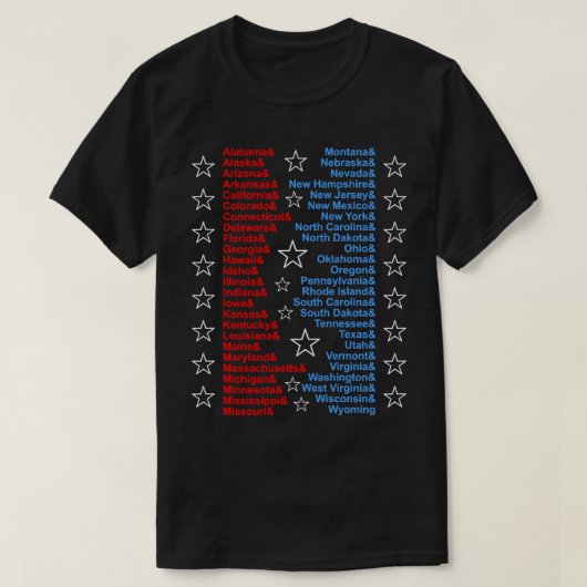 Patriottische Vijftig Staten Rood Wit Blauw Ampers T-shirt (Design voorkant)